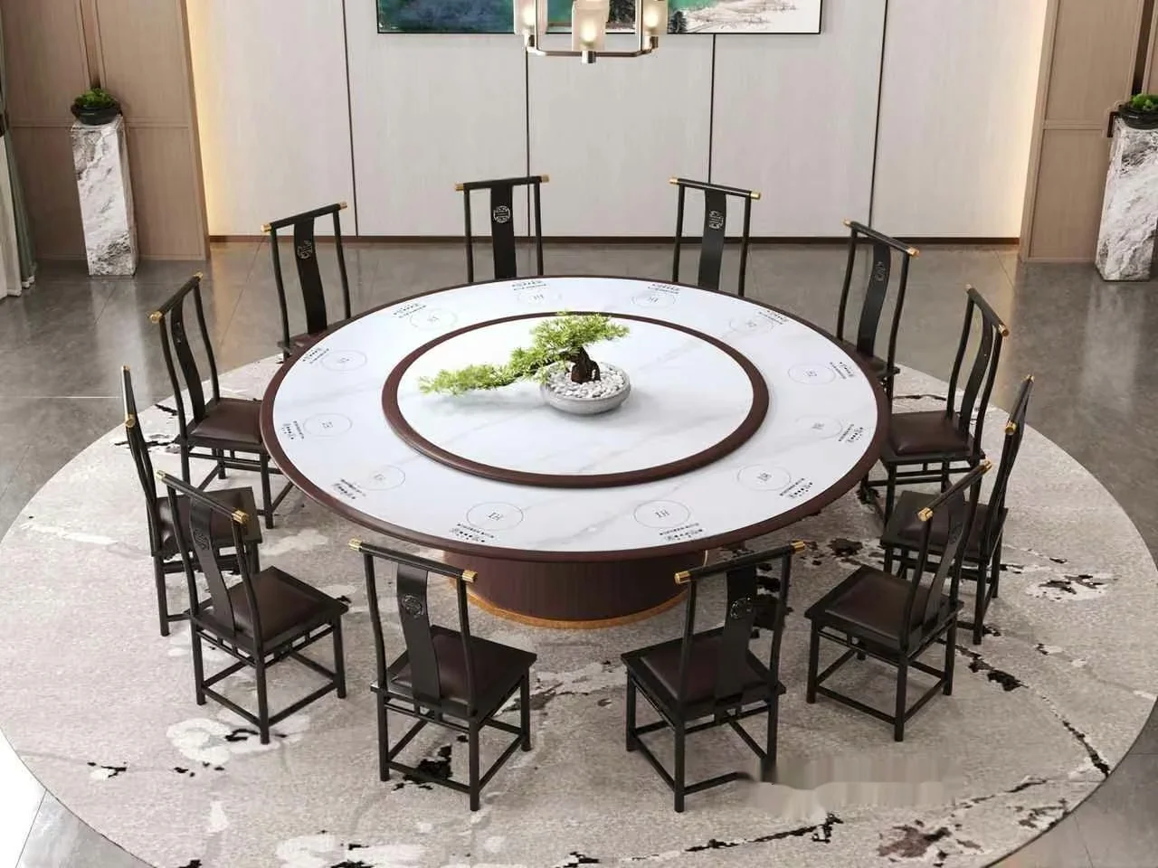 Round Dining Table With Chairs 3D Model – 8884 – VRAY Render