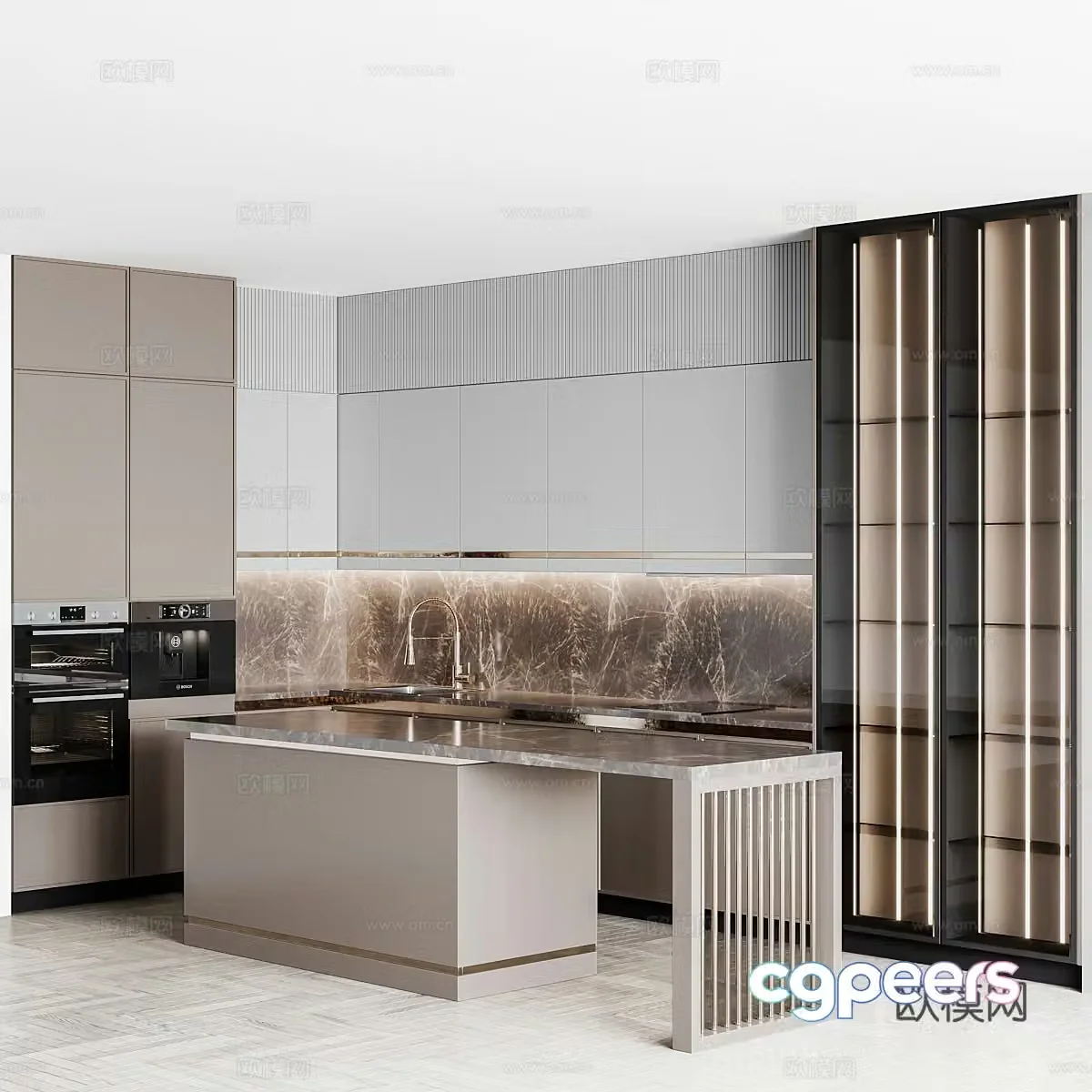 Modern light luxury minimalist cabinet 3D model