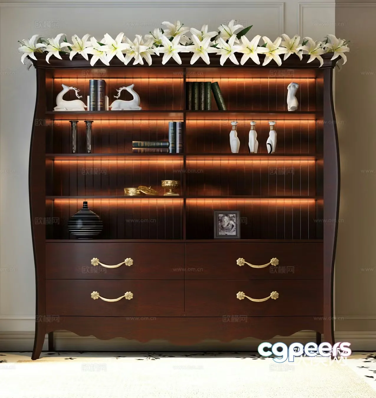 American bookcase European bookcase American decorative cabinet 3D model