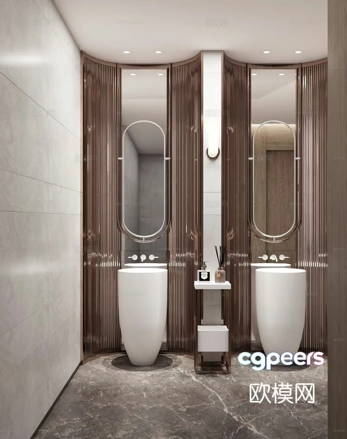Light luxury bathroom wash basin 3D model