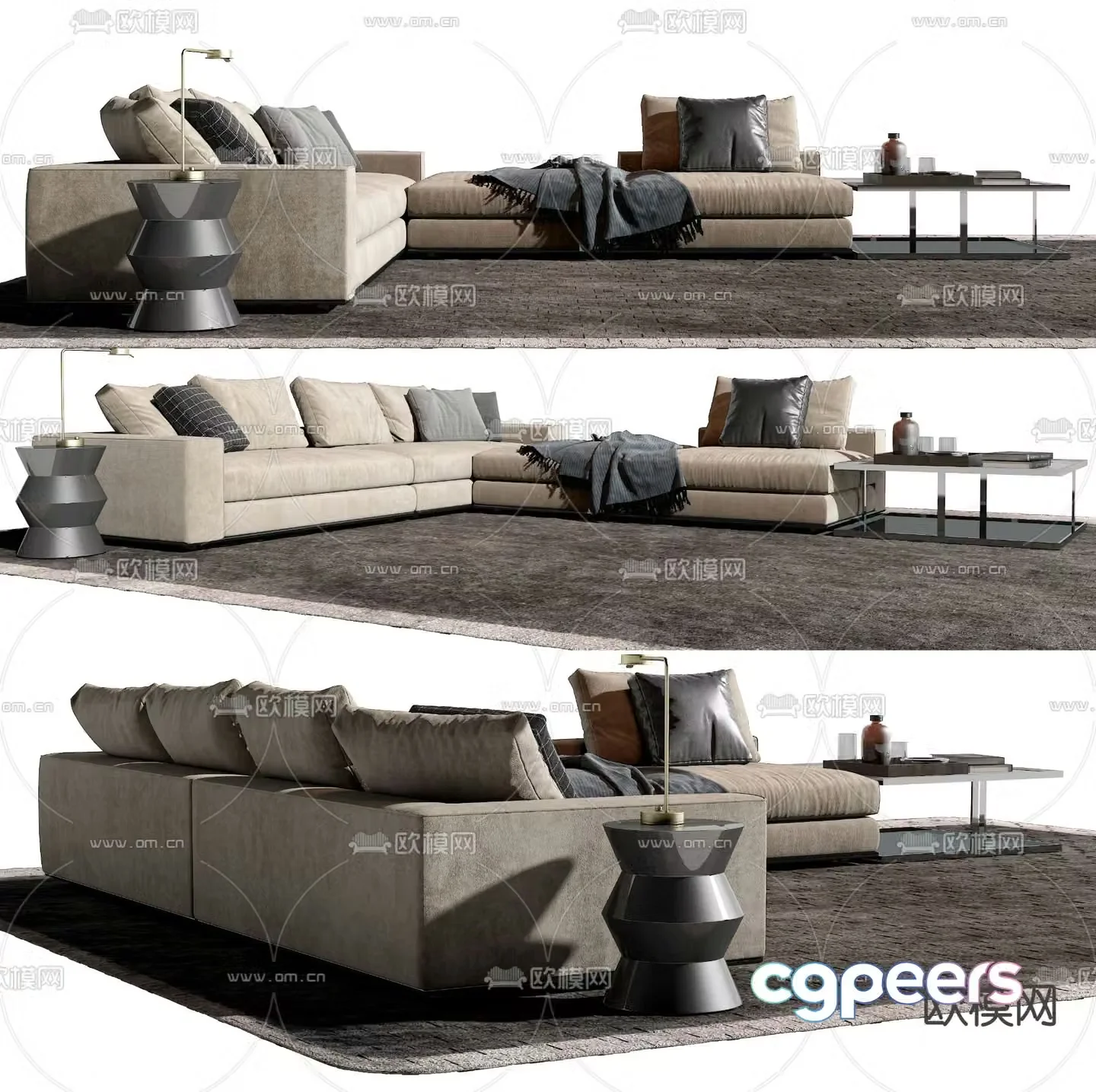 Minotti modern corner sofa 3d model