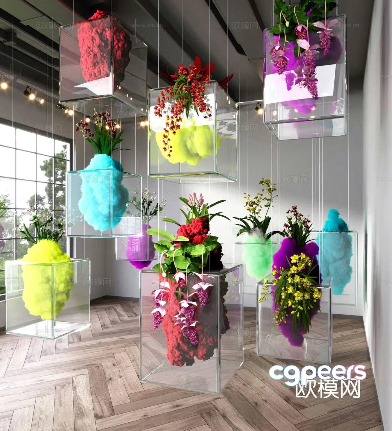 Modern art glass installation 3d model
