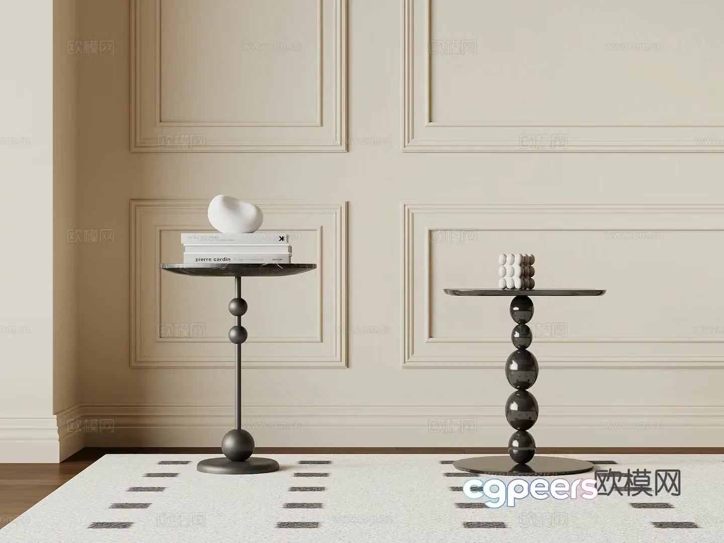 Side table French retro style Side table Book ornaments 3D model