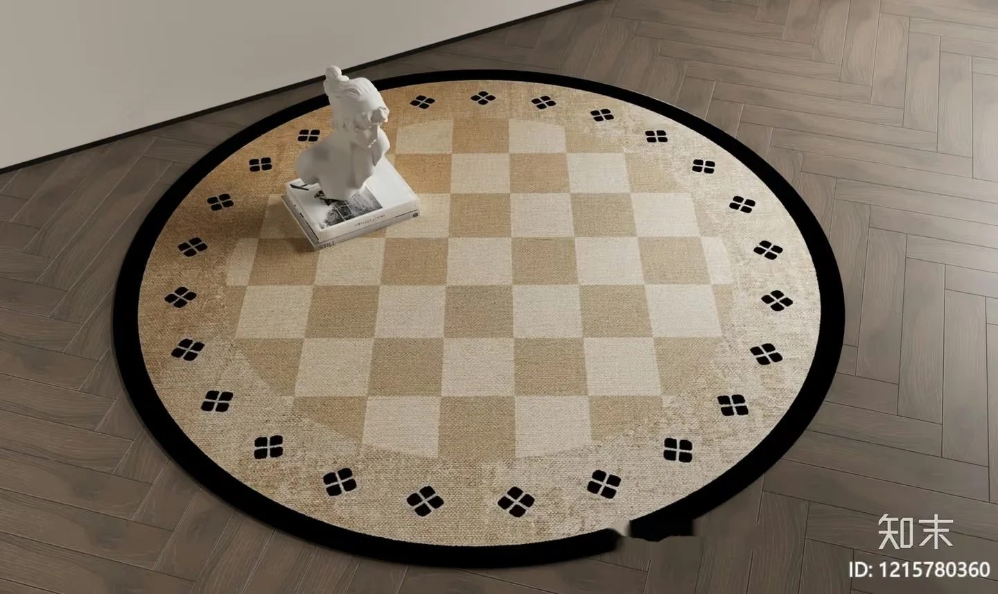 A Round Rug With A Chessboard Pattern 3D Model – 9990 – VRAY Render