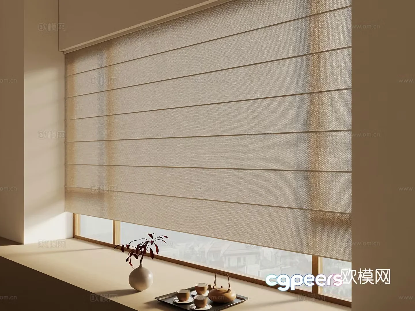 5 modern curtains 3D model