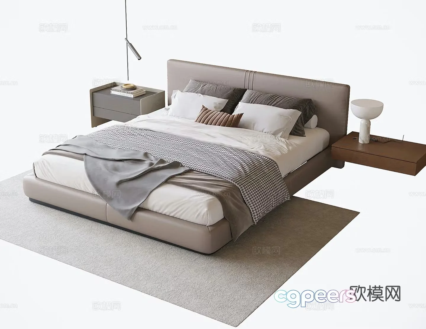 Modern double bed 3d model