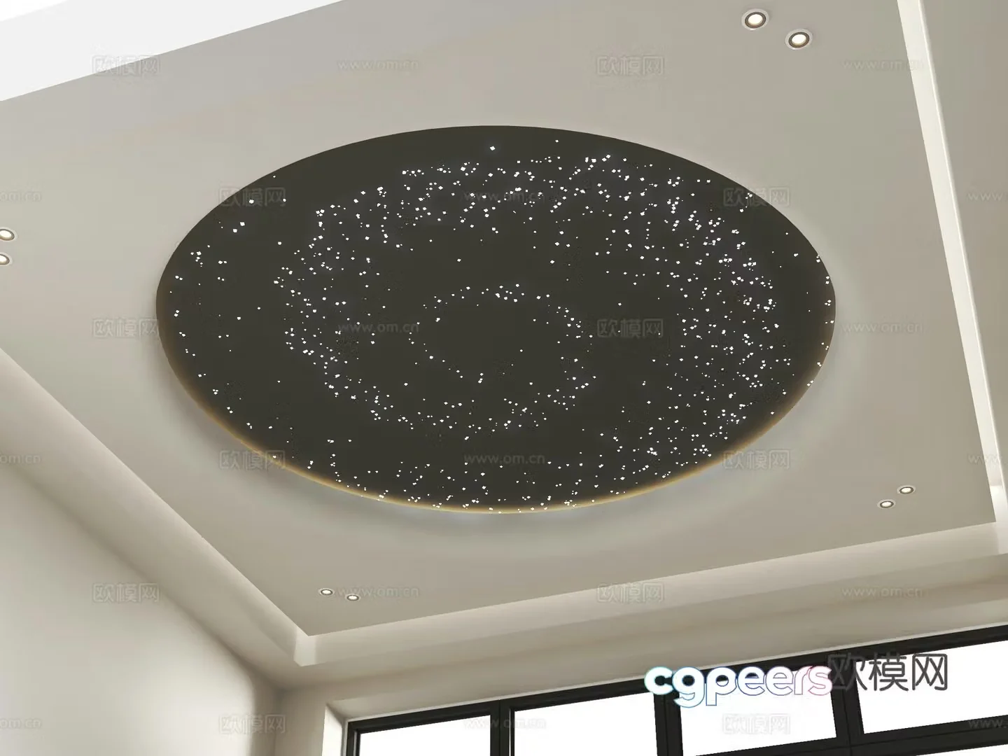 House-silent style ceiling round shape ceiling fiber optic lamp ceiling starry sky ceiling creamy ceiling 3D model