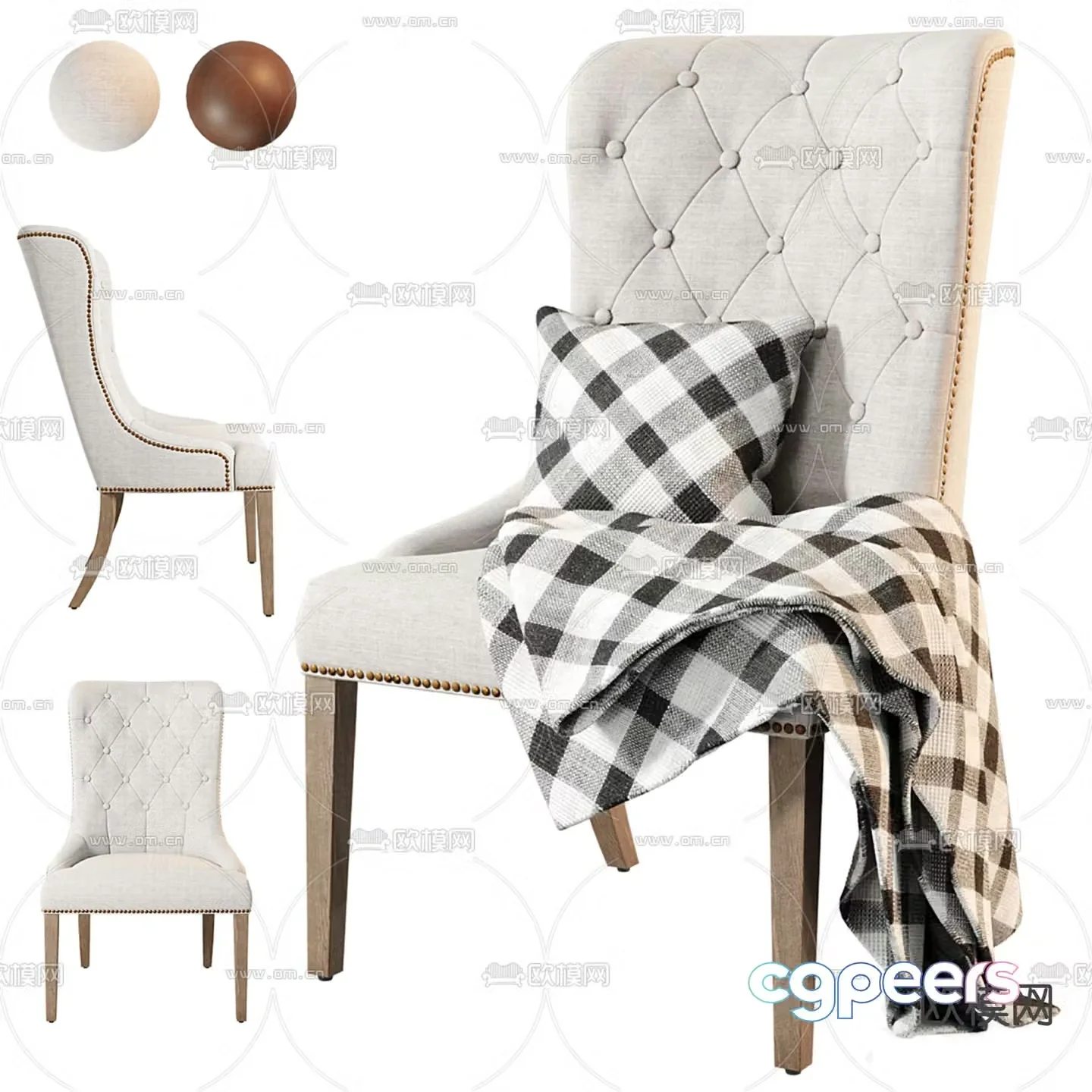 Single chair dining chair 3d model