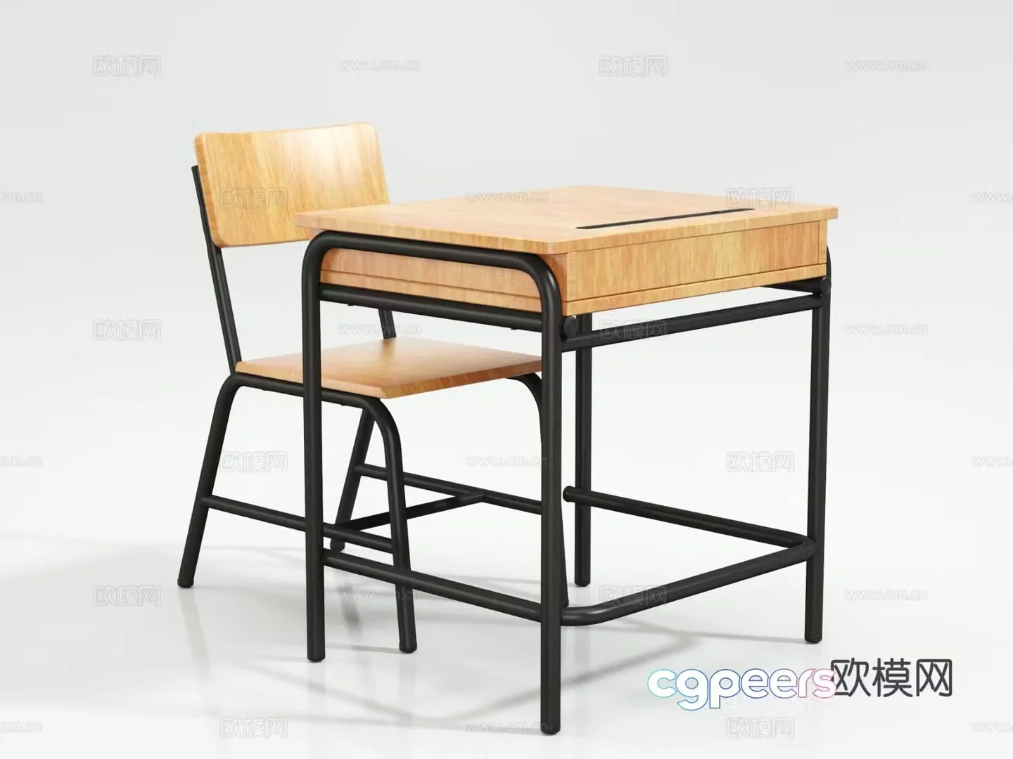 Industrial style desks and chairs student desks and chairs school desks and chairs 3D model