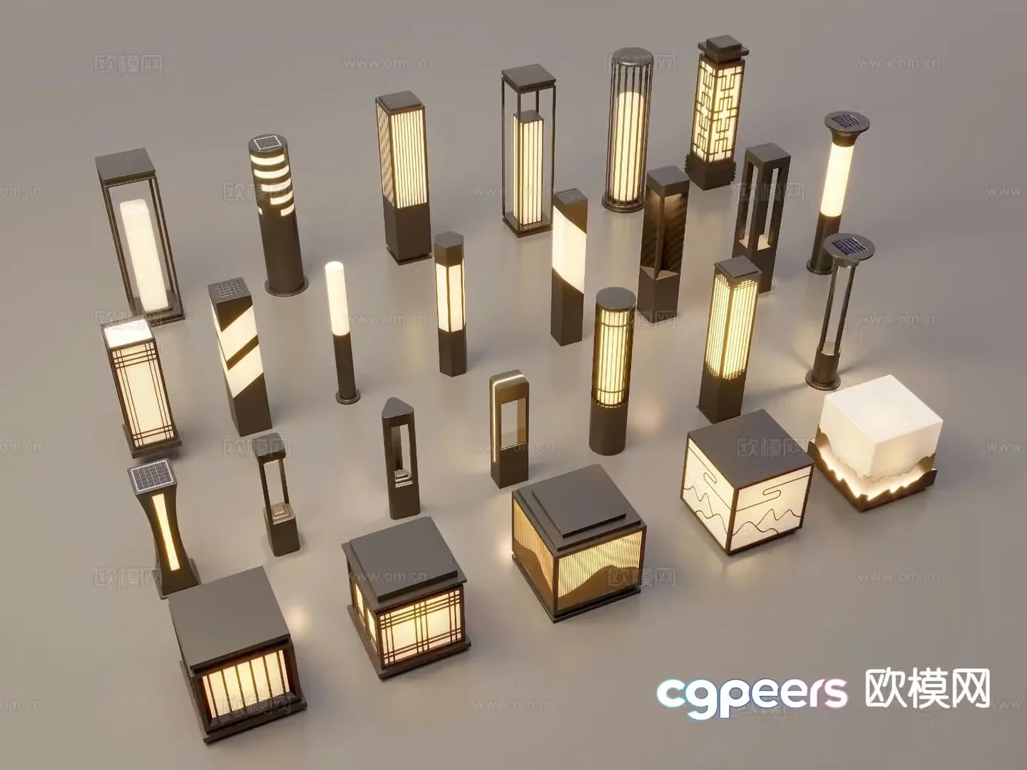 New Chinese style landscape lamp lawn lamp garden lamp outdoor lamp 3d model