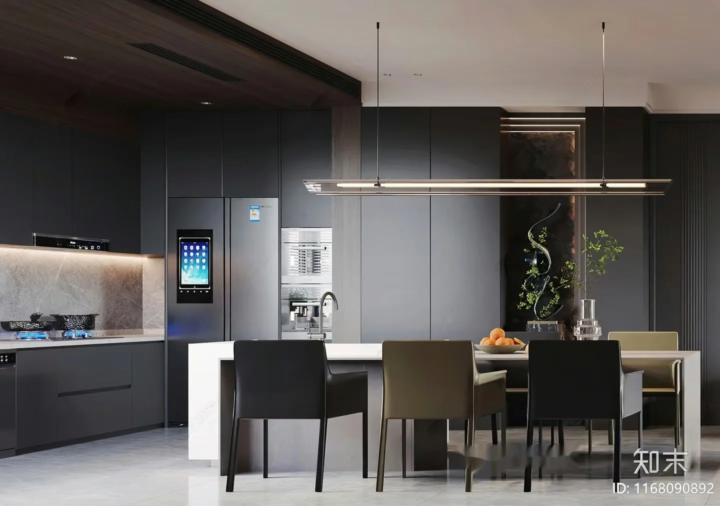 Modern Kitchen Space 3D Model – 10135 – VRAY Render
