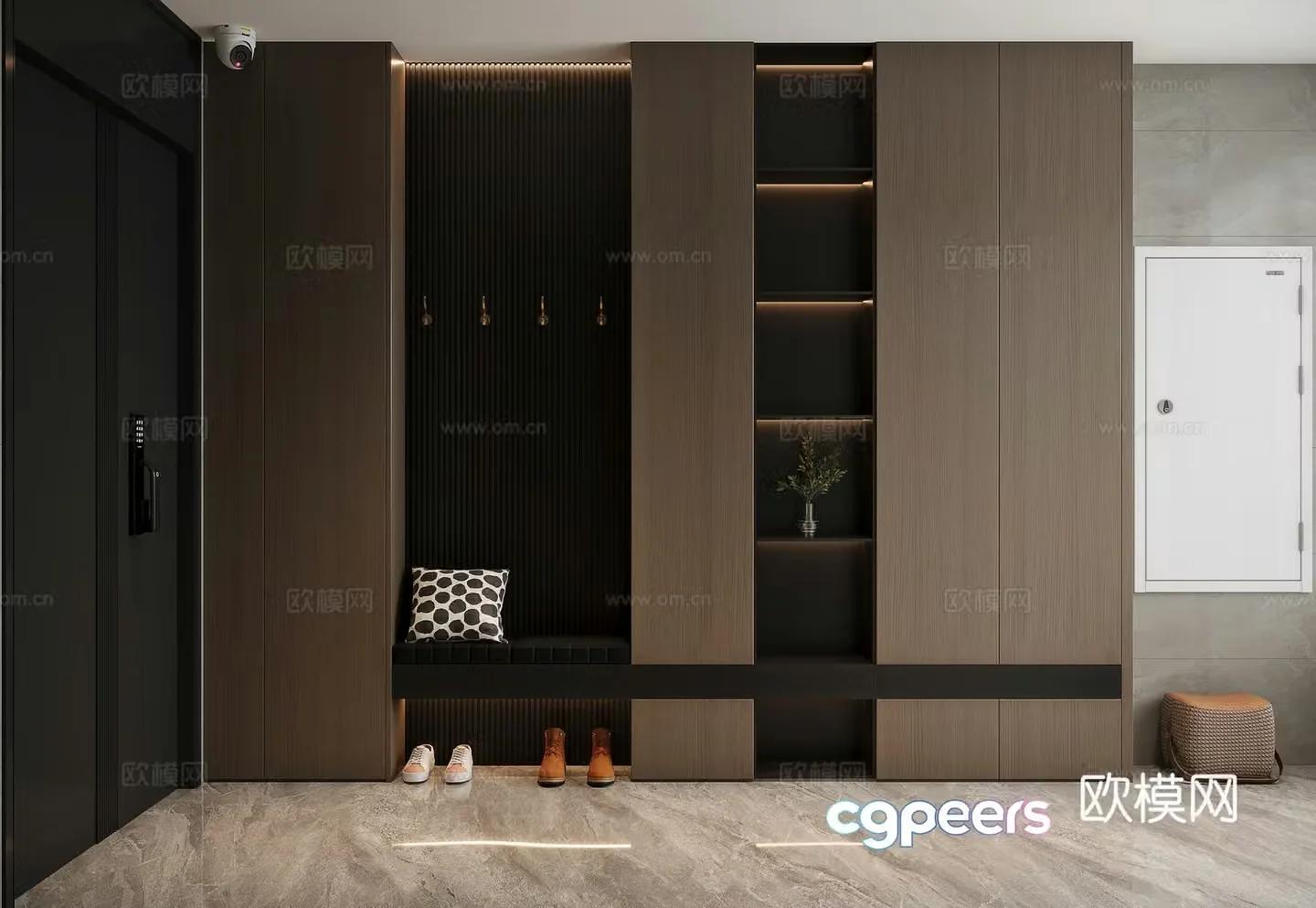 Modern Italian style porch shoe cabinet 3D model