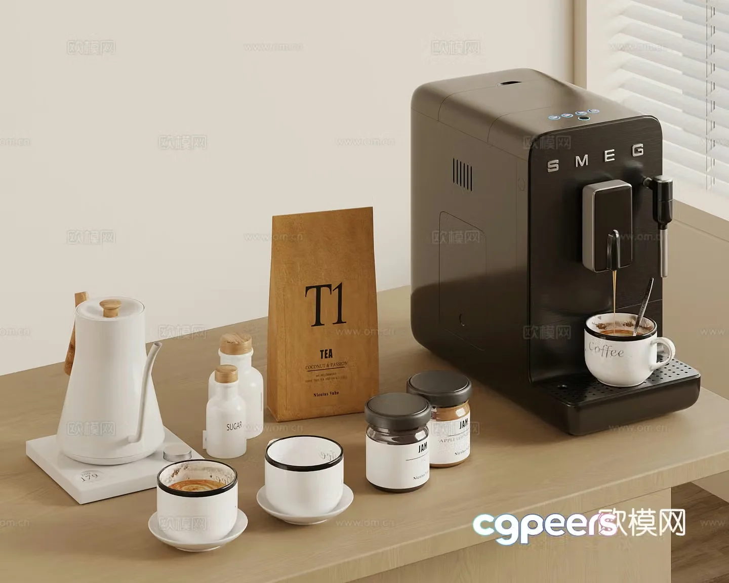 Coffee maker Coffee cup Kettle 3d model