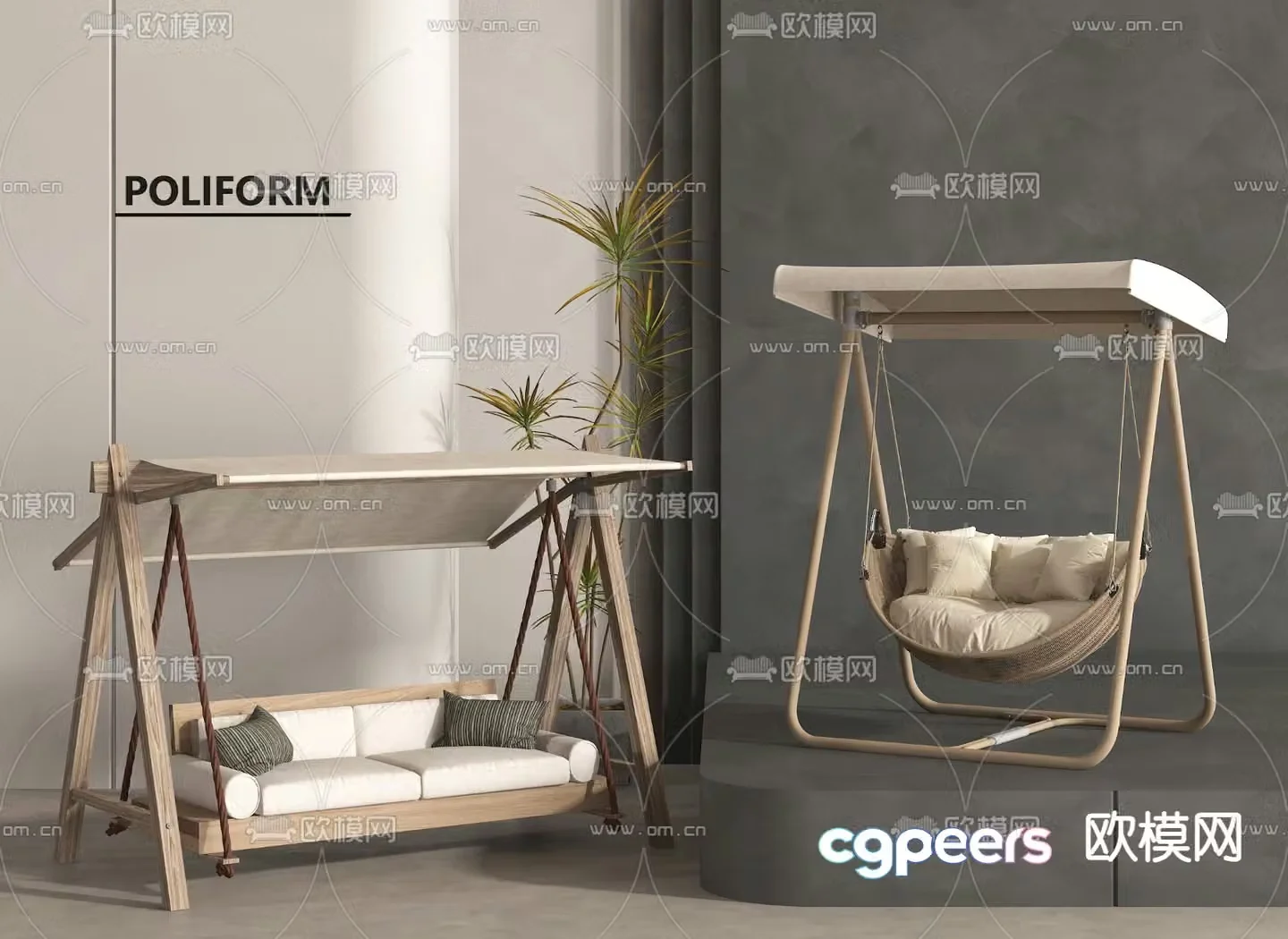 Outdoor swing chair hanging chair outdoor rocking chair 3d model