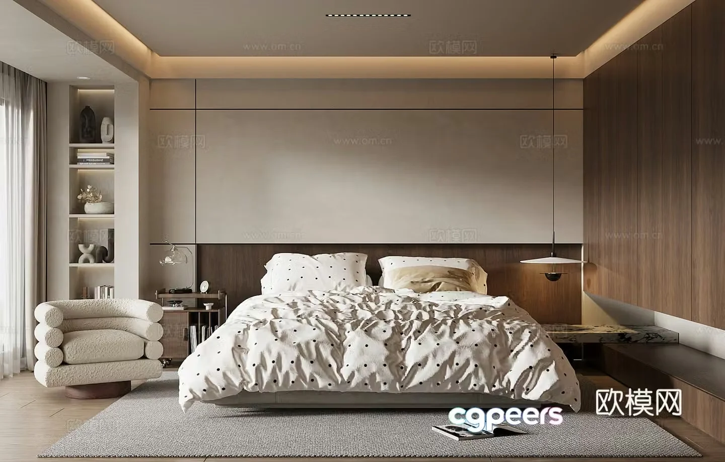 Middle-aged home bedroom master bedroom 3d model