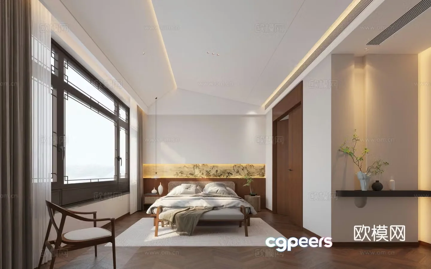 New Chinese bedroom master bedroom Song’s aesthetic 3D model