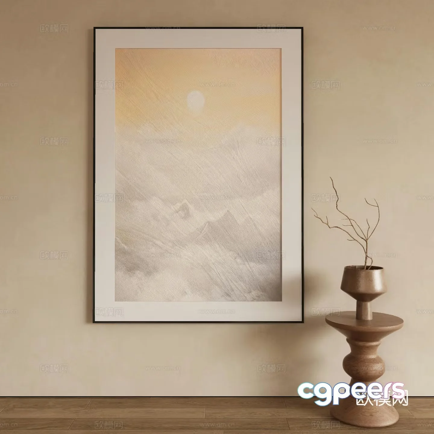 Modern oil painting landscape painting decorative painting 3d model