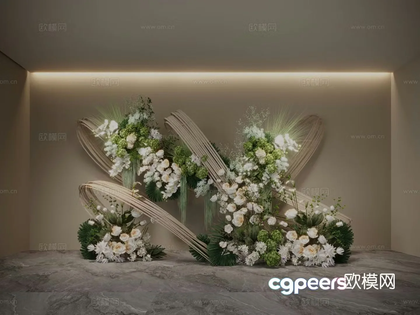 Plant pile wedding floral display hydrangea green plant 3D model