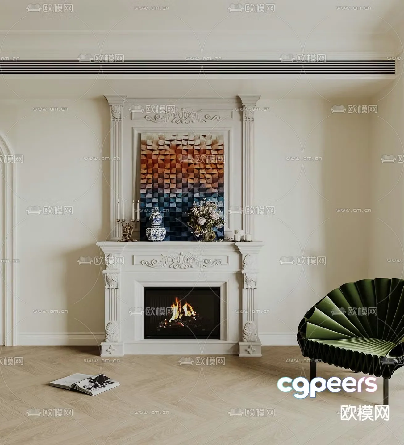 French fireplace stove 3d model