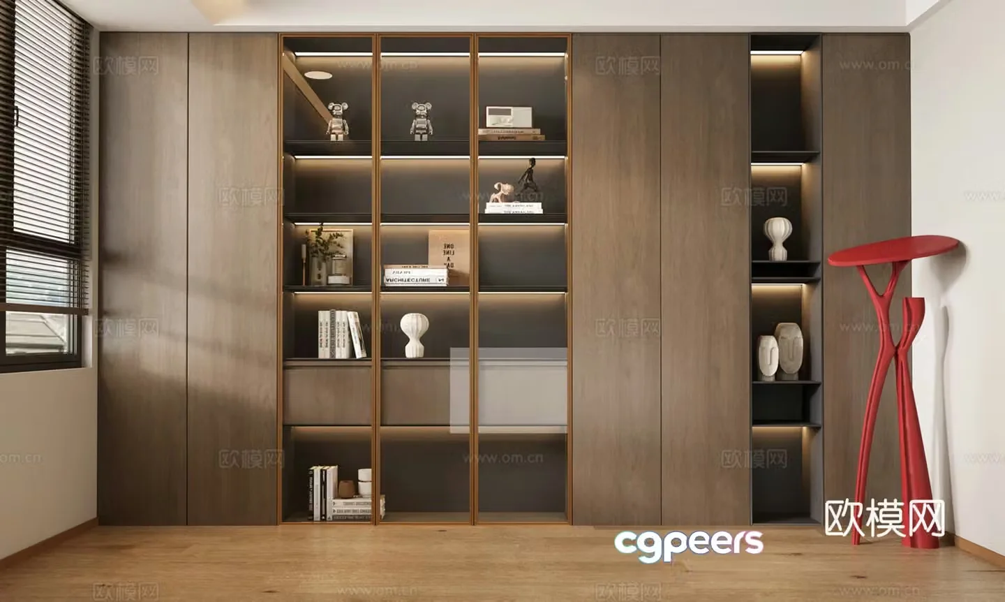 Modern Italian bookcase wall-wide bookcase study bookcase office bookcase 3D model