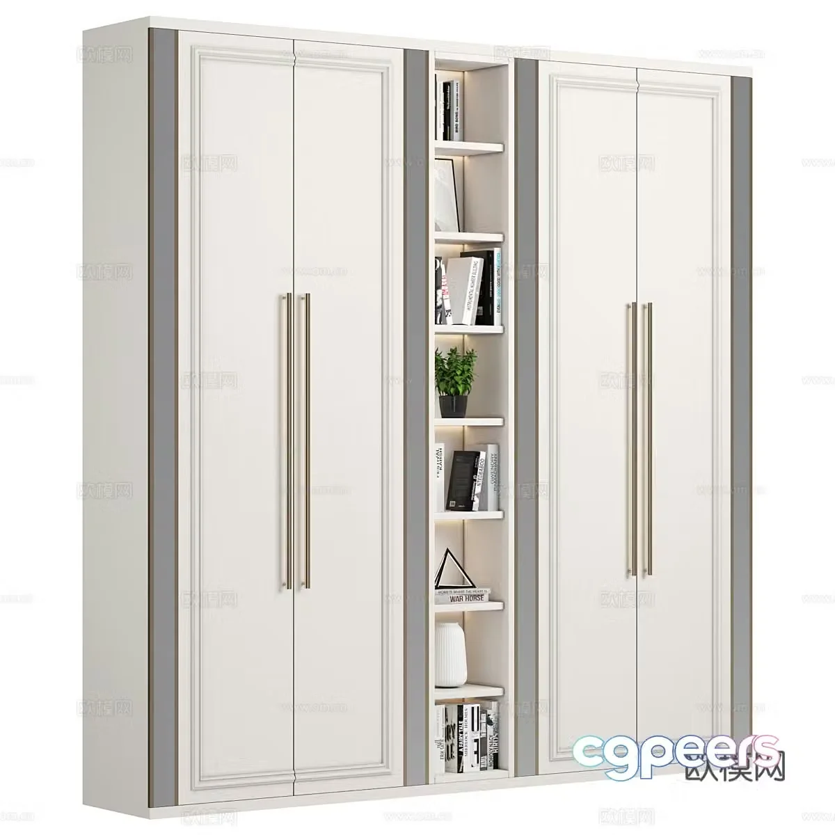Modern Nordic door wardrobe 3D model