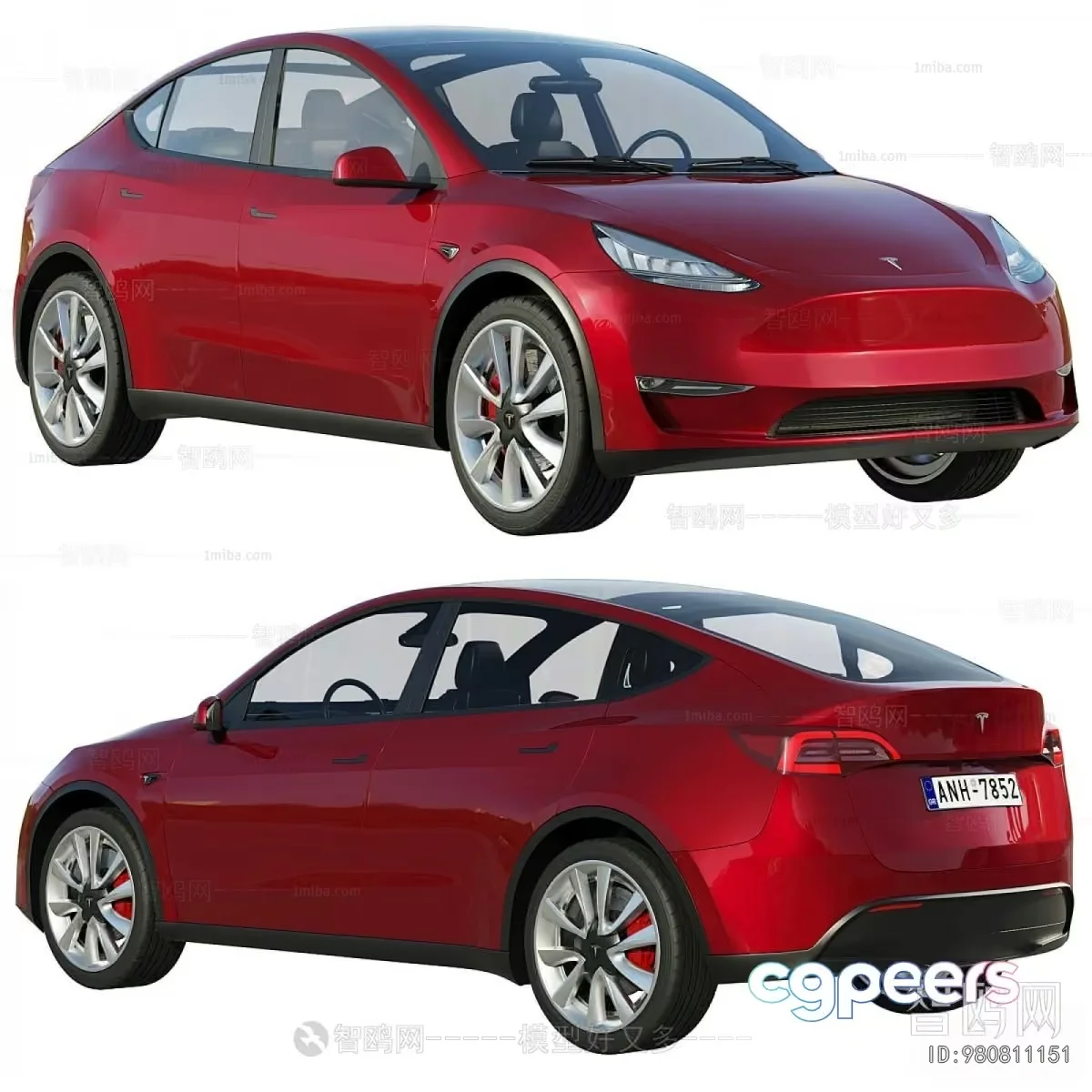 A Red Tesla 3D Model – 2219 – VRAY Render