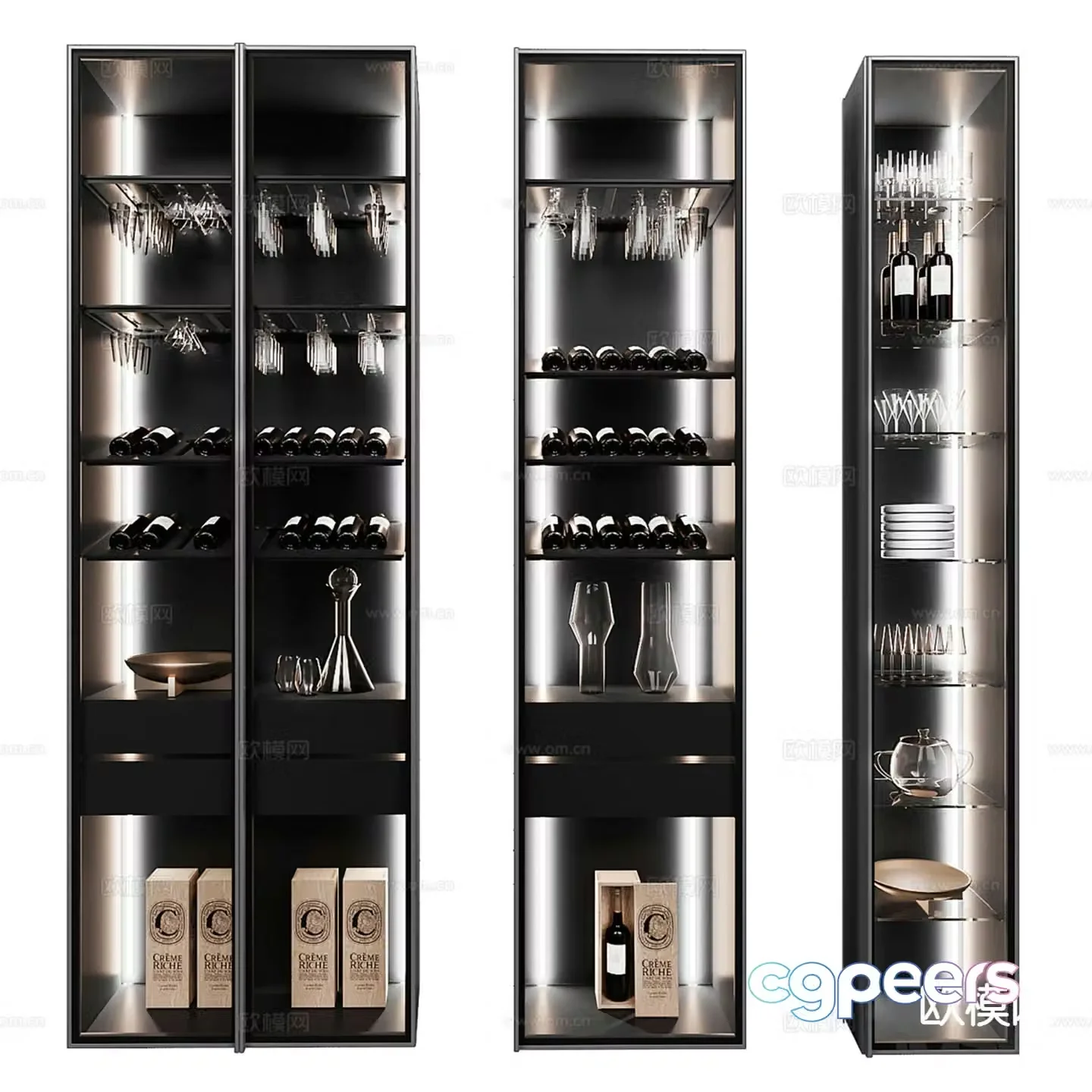 Modern glass wine cabinet 3d model
