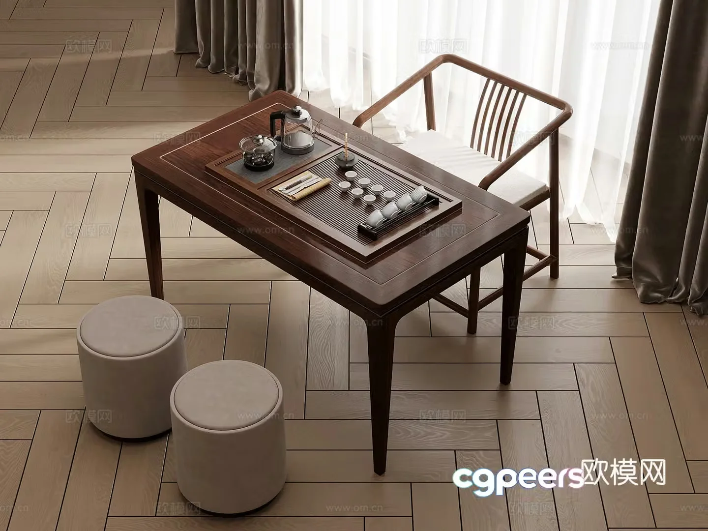 Tea table and chair New Chinese style tea table and chair Tea table 3D model