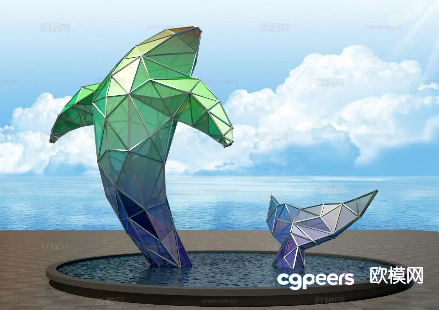 Whale sculpture landscape sculpture 3d model
