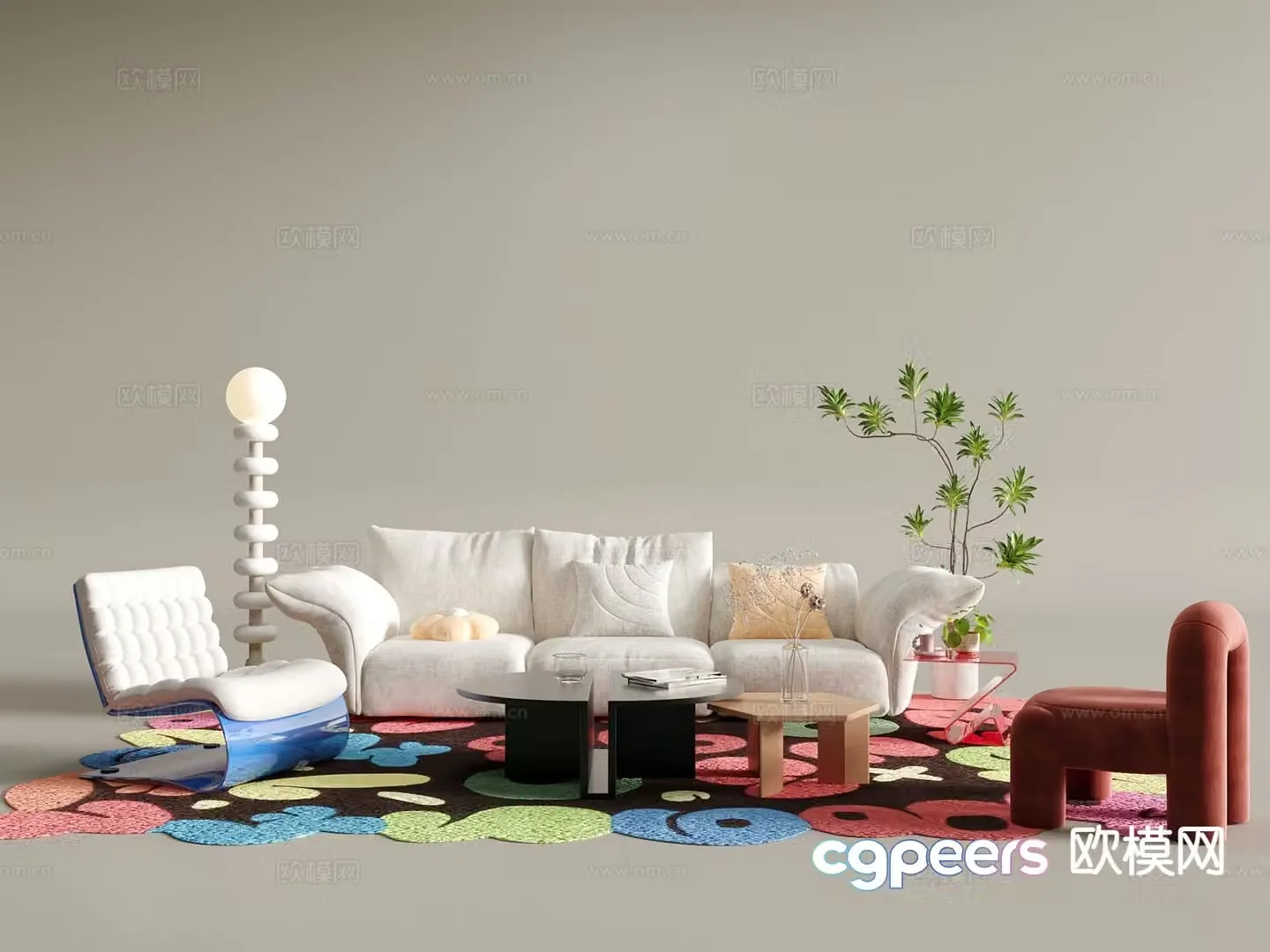 Memphis style modular sofa 3d model