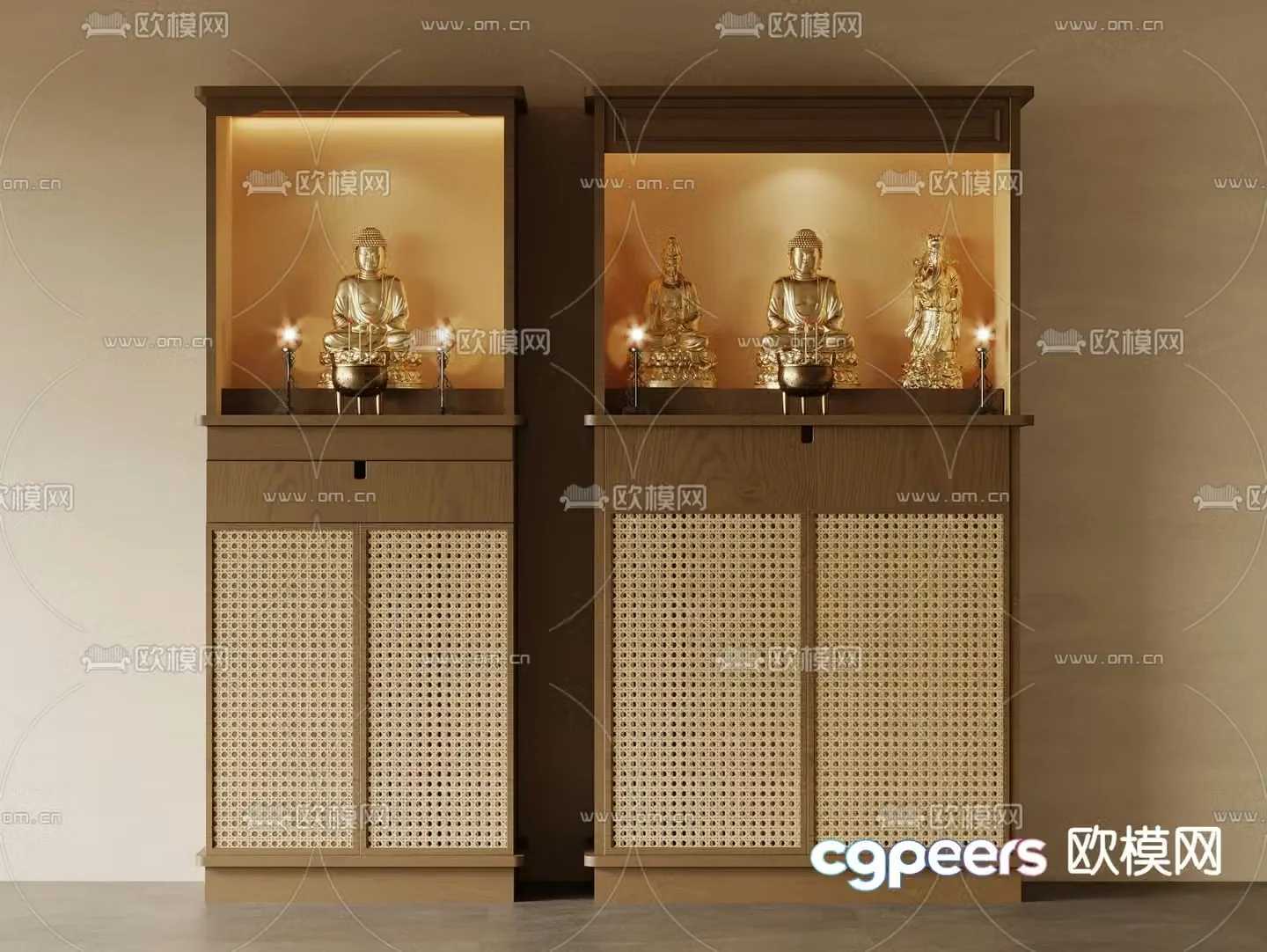 3D model of Buddha niche cabinet