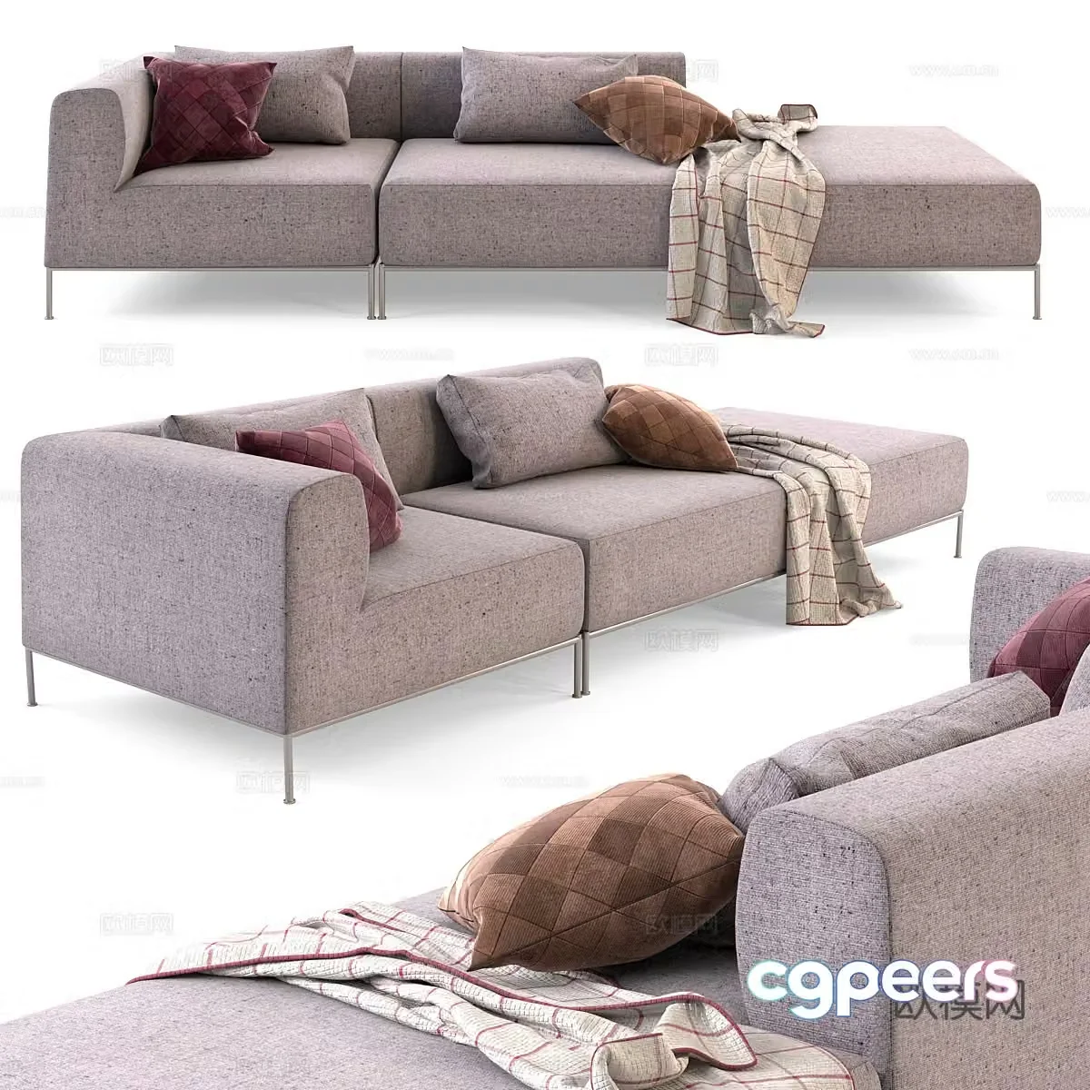 Three-person sofa 3d model