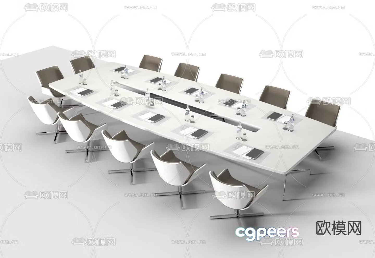 Modern conference table and chairs 3d model