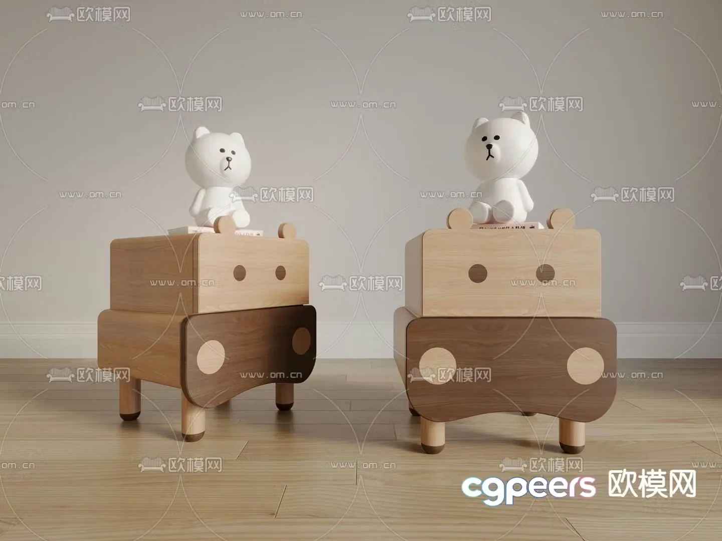 Hippo side cabinet children’s storage cabinet 3D model