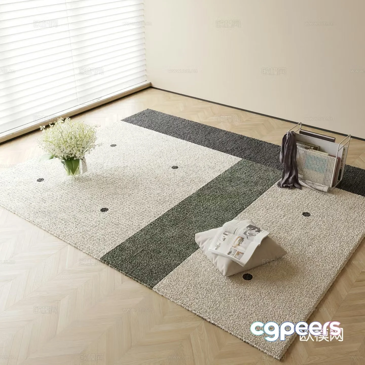 Modern carpet square rug 3d model