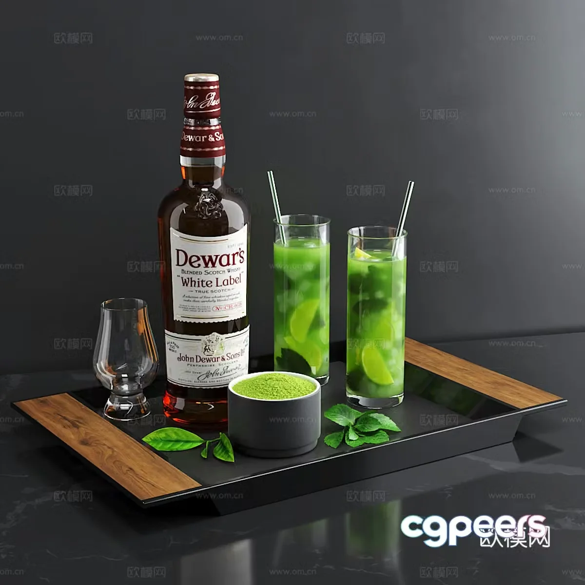Drink decorations matcha cocktail wine 3D model
