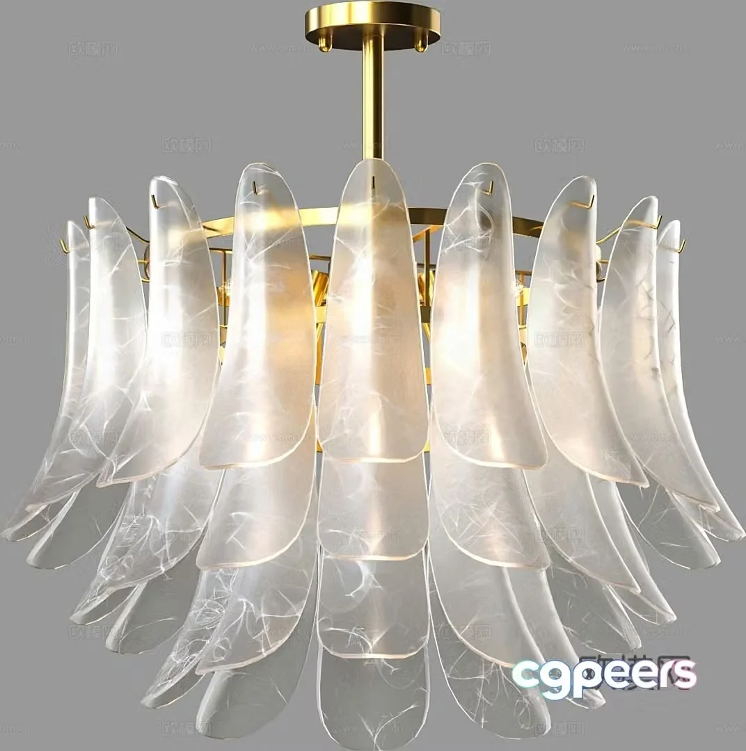 Light luxury chandelier restaurant chandelier 3d model