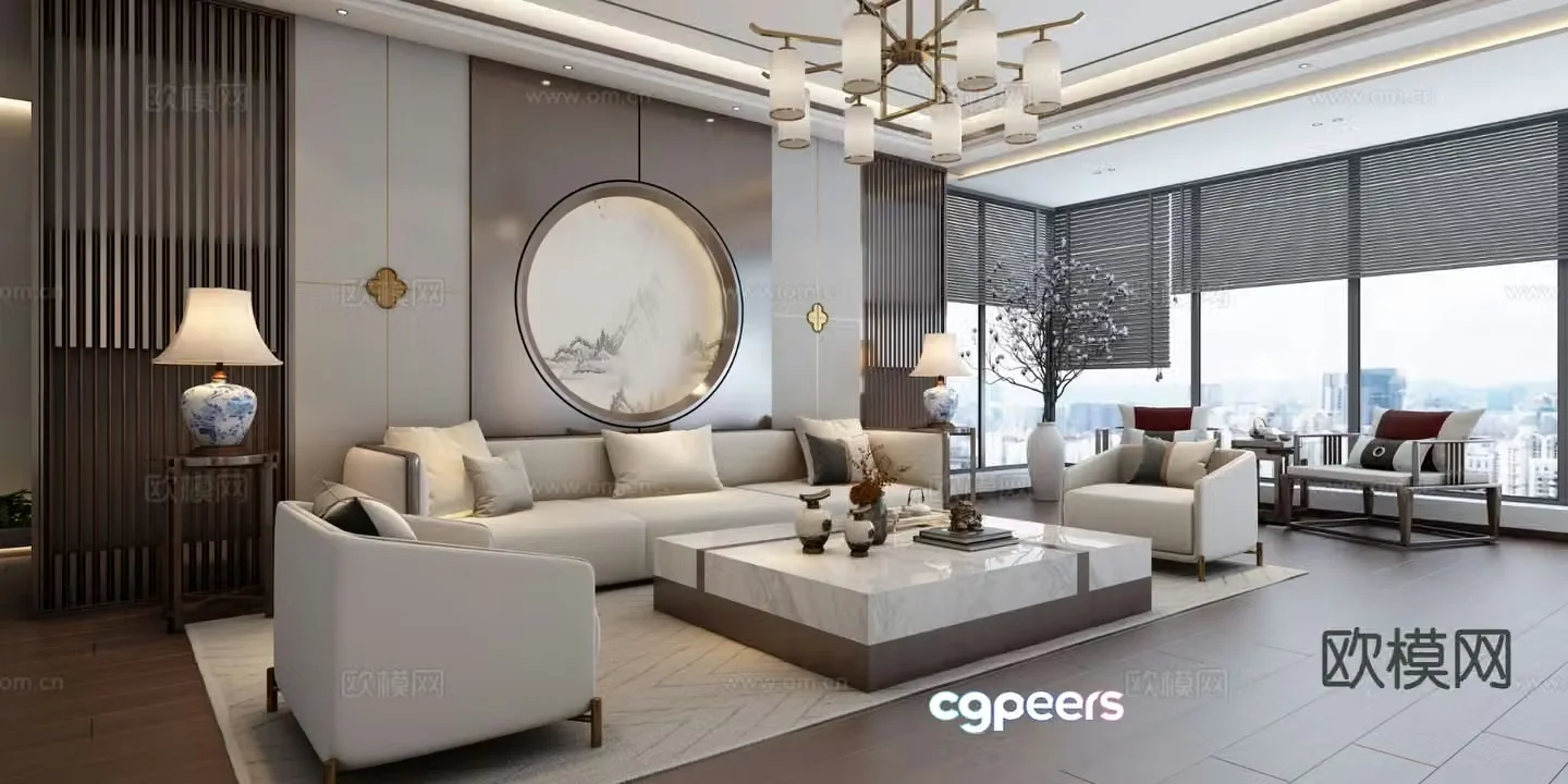 New Chinese style living room 3d model