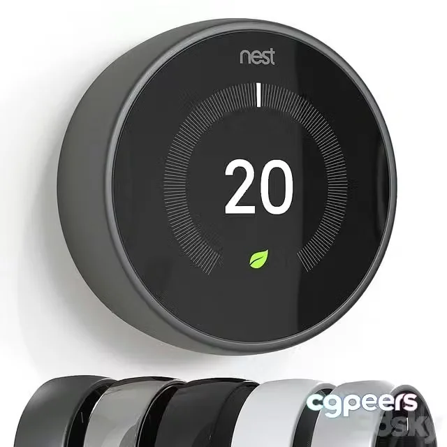 3ds Max Free – Thermostat Nest Learning Thermostat. (5 materials)
