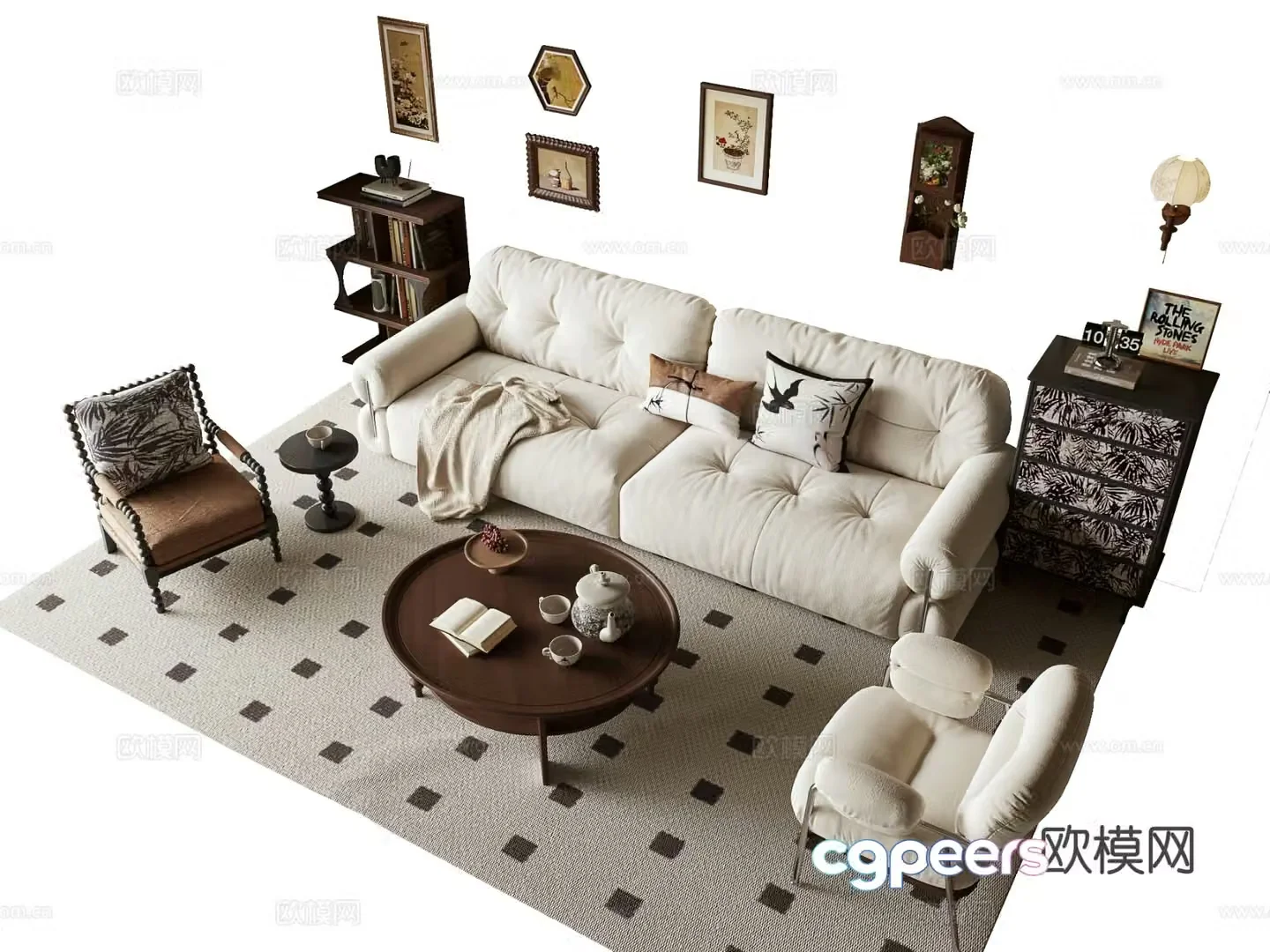 Medieval style modular sofa 3D model