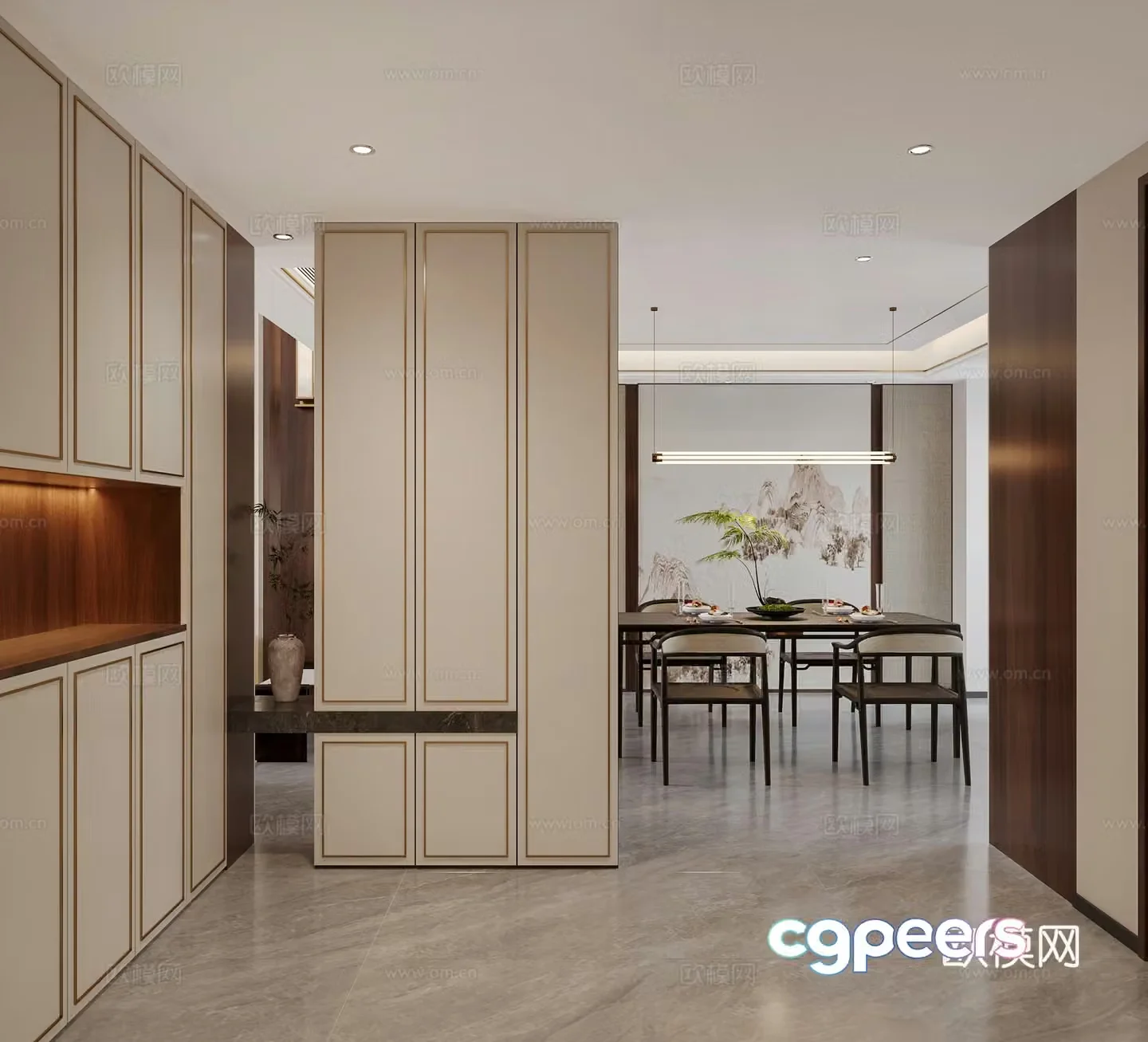 New Chinese style entrance hall aisle view wall screen cabinet shoe cabinet wine cabinet end view cabinet entrance 3D model