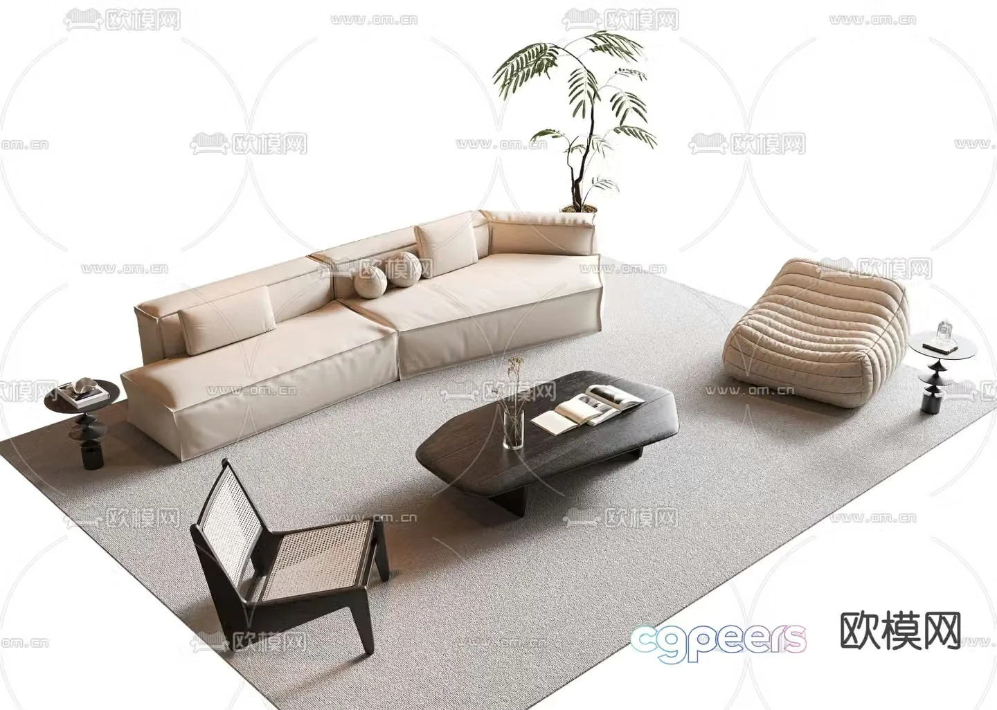 Wabi Sabi modular sofa 3d model