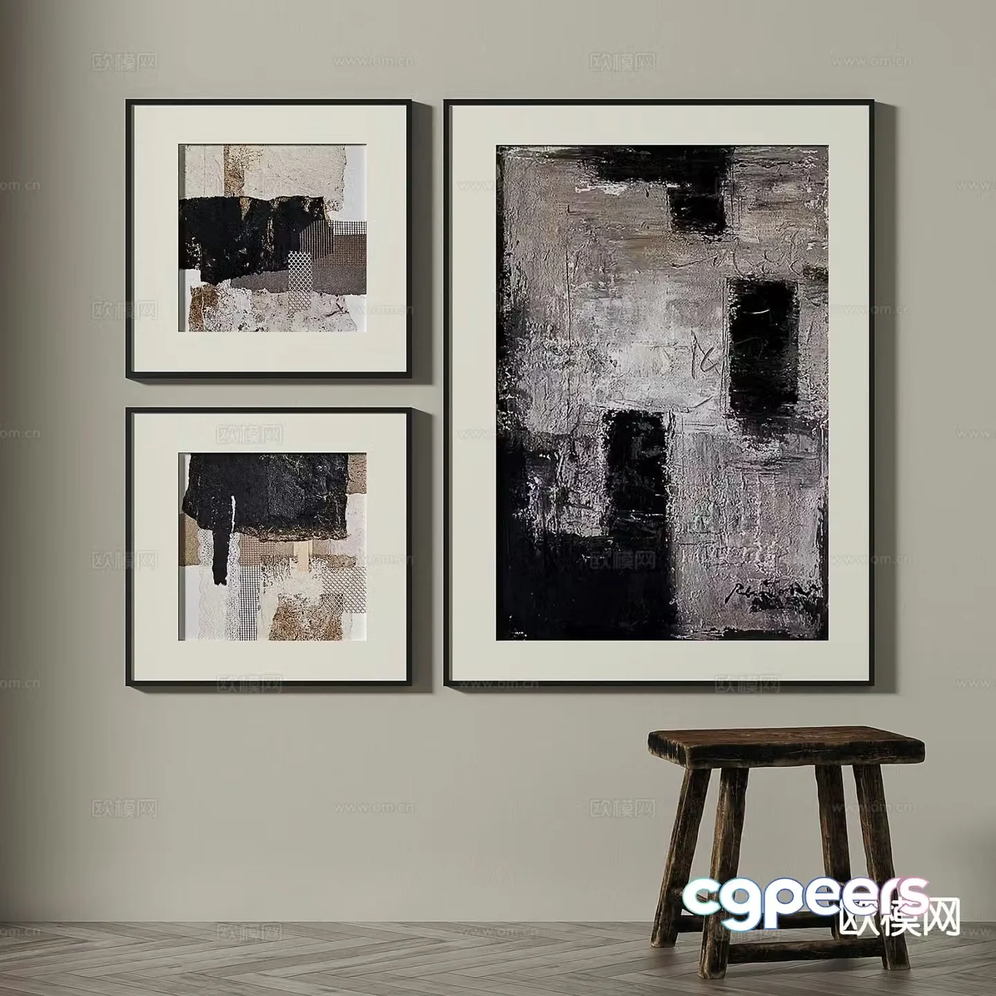 Wabi-sabi art painting texture painting decorative painting 3d model