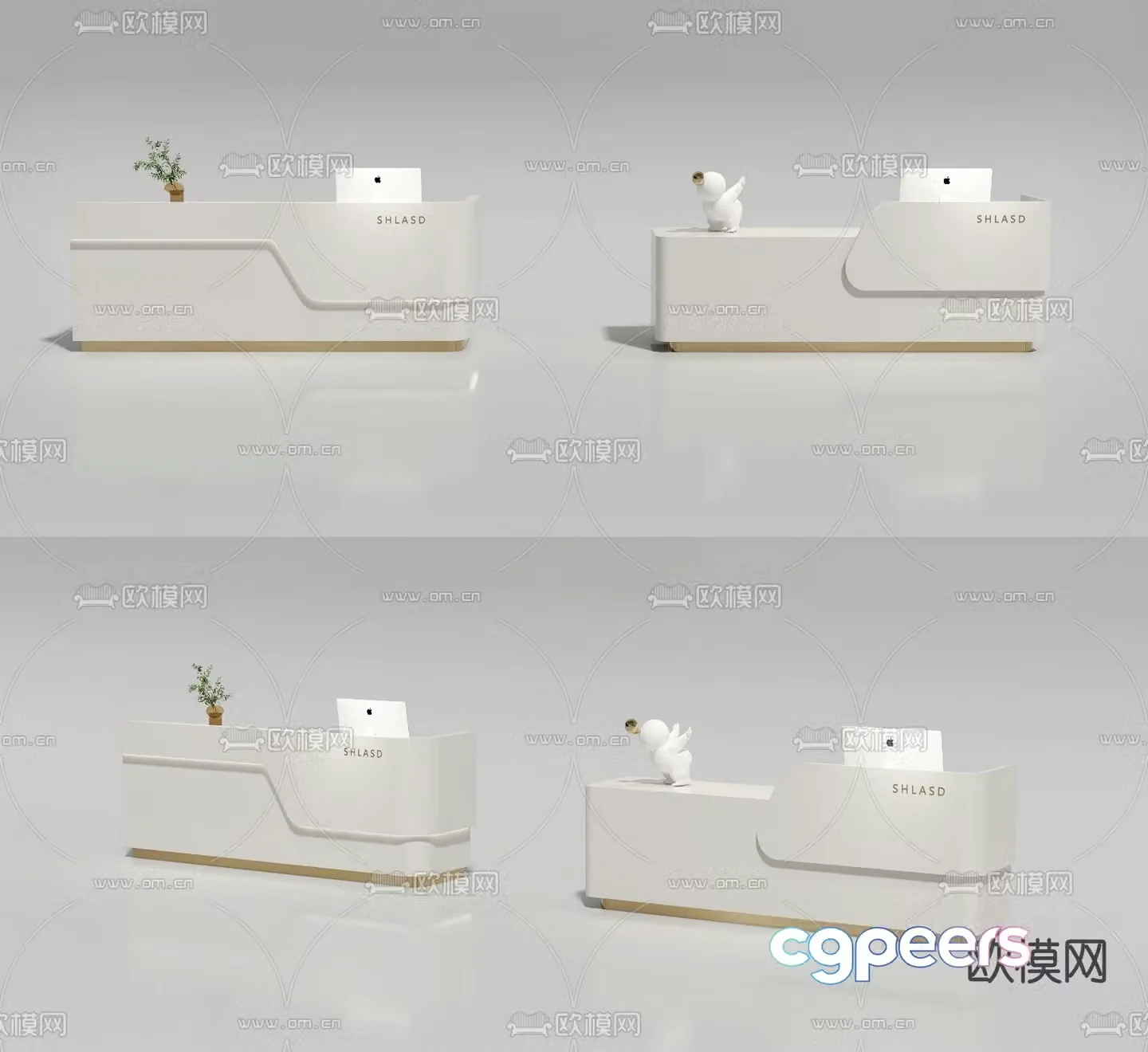 Front desk reception desk cashier 3d model
