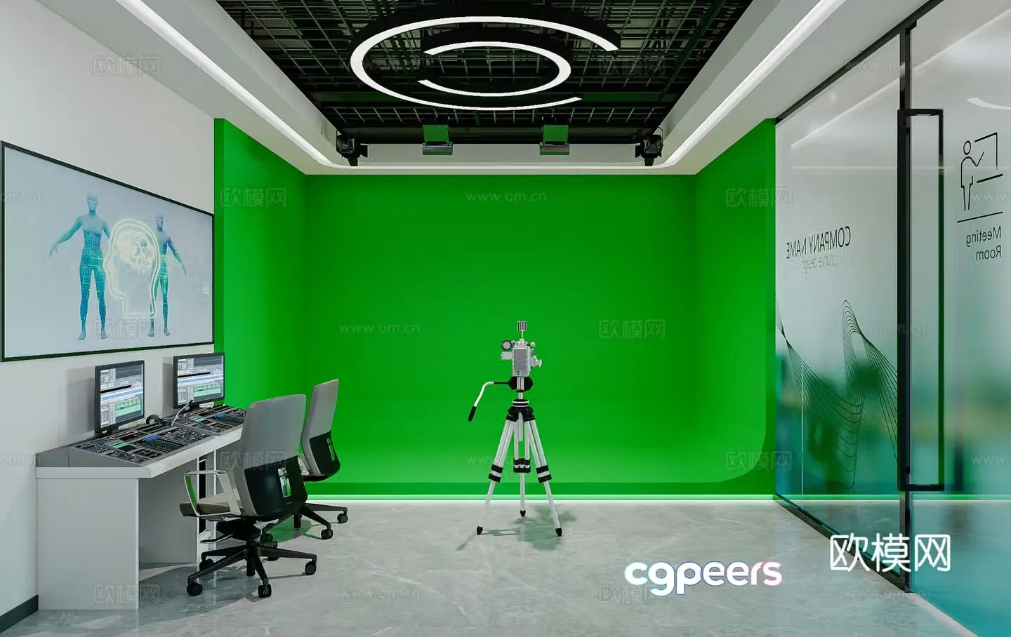 Modern style recording classroom live broadcast room office 3d model