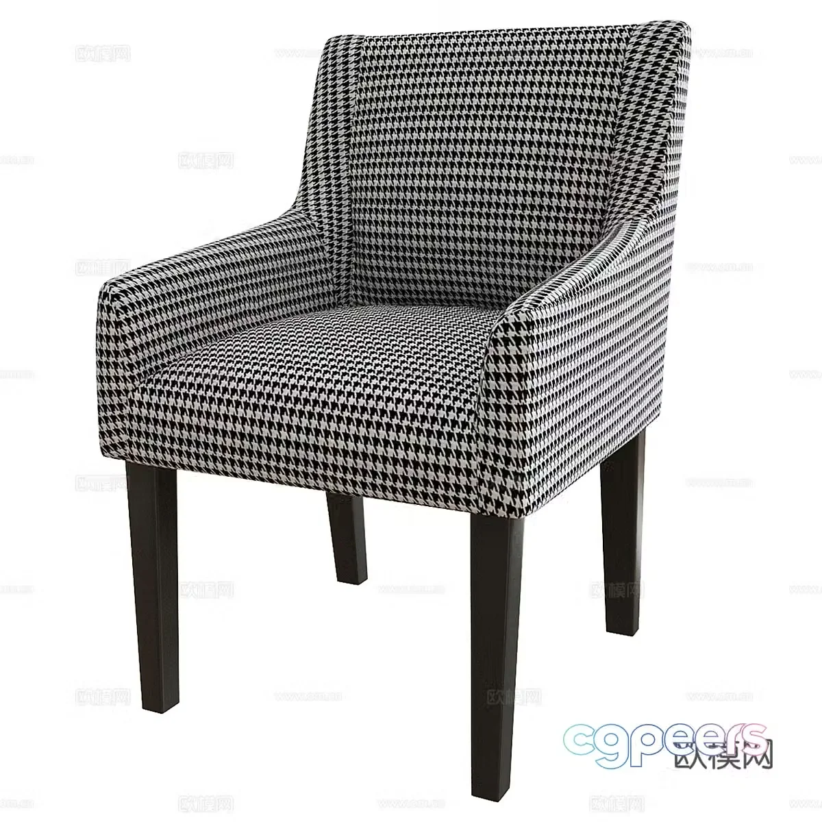 Fabric dining chair Fabric single chair Houndstooth single chair Houndstooth dining chair Houndstooth leisure chair Thousand 3d model