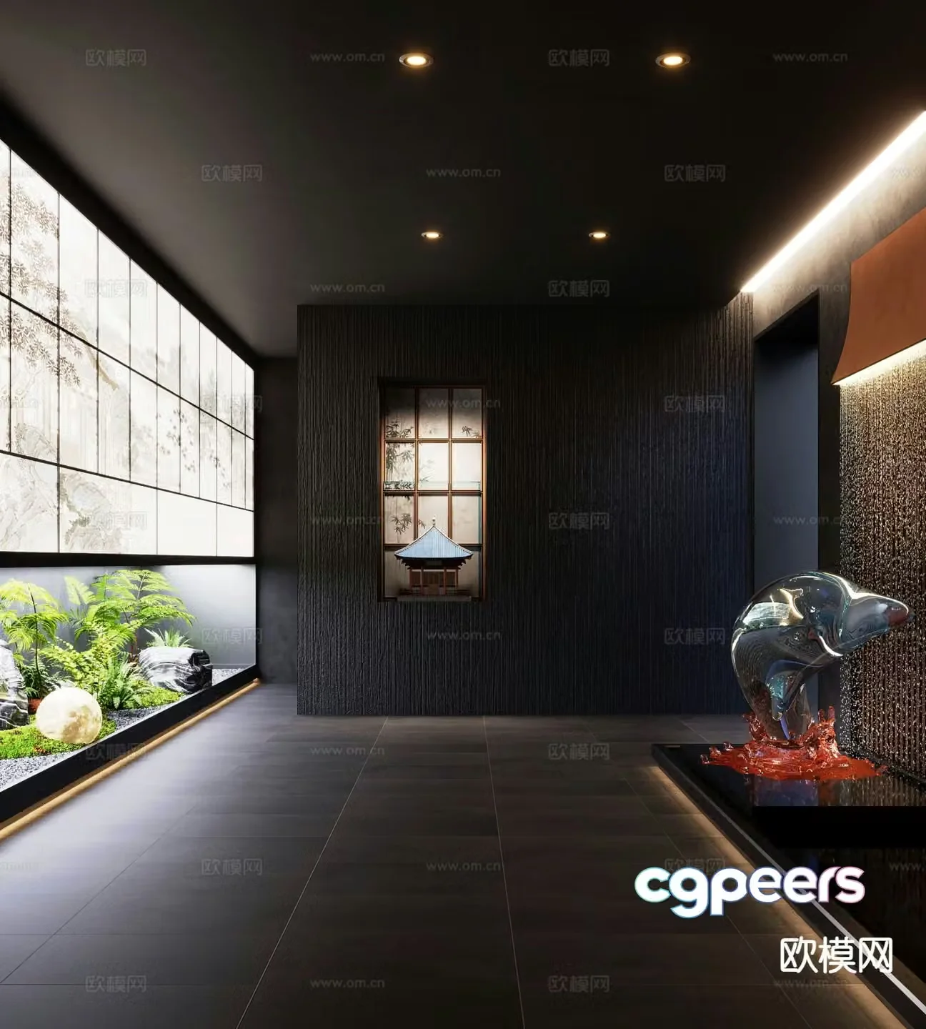 Modern club landscaping indoor landscape 3d model