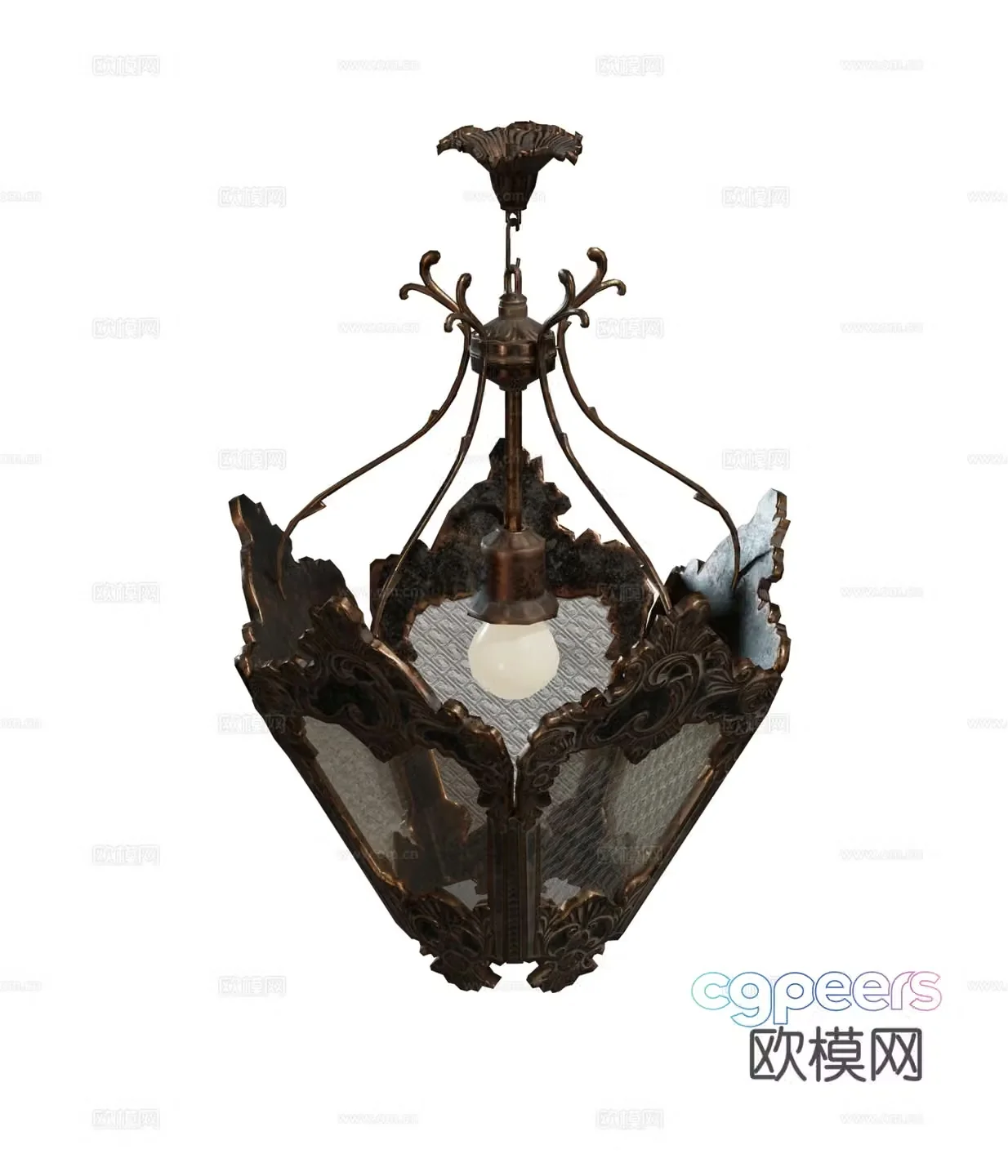 European American French retro metal chandeliers combination 3D model