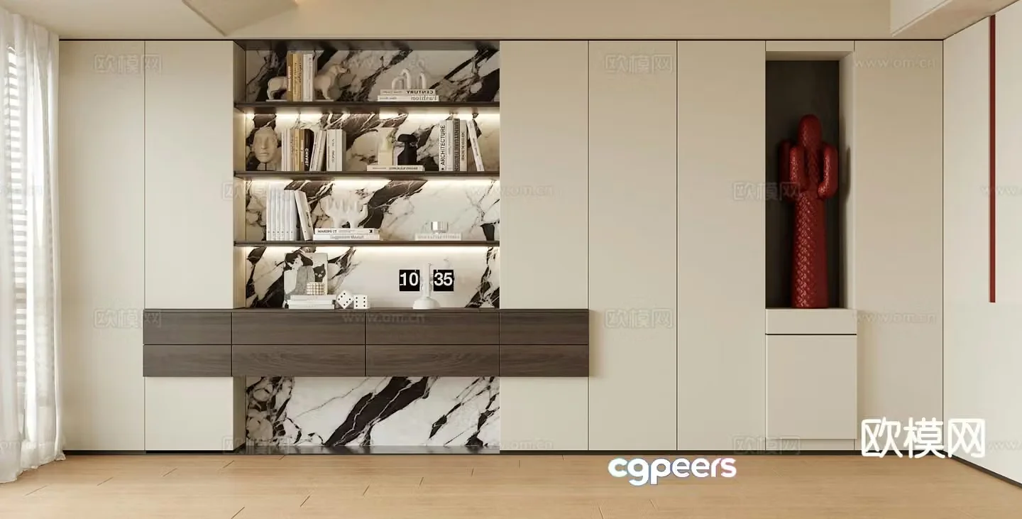 Modern bookcase bookshelf 3d model