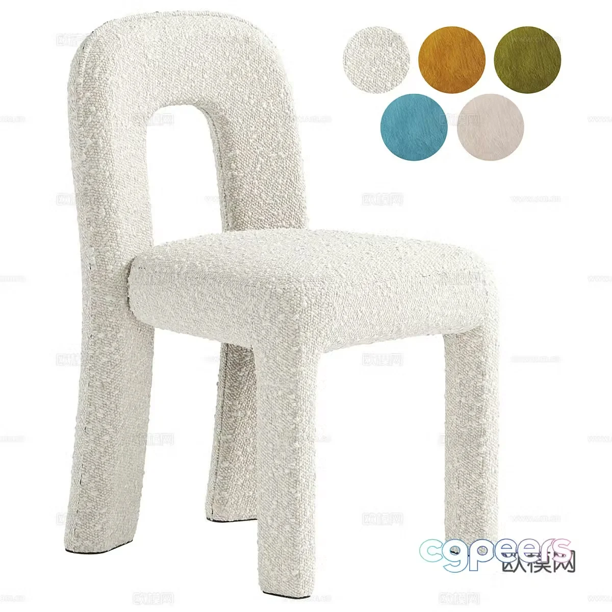 Modern Cream Style Litho Fabric Chair 3D Model